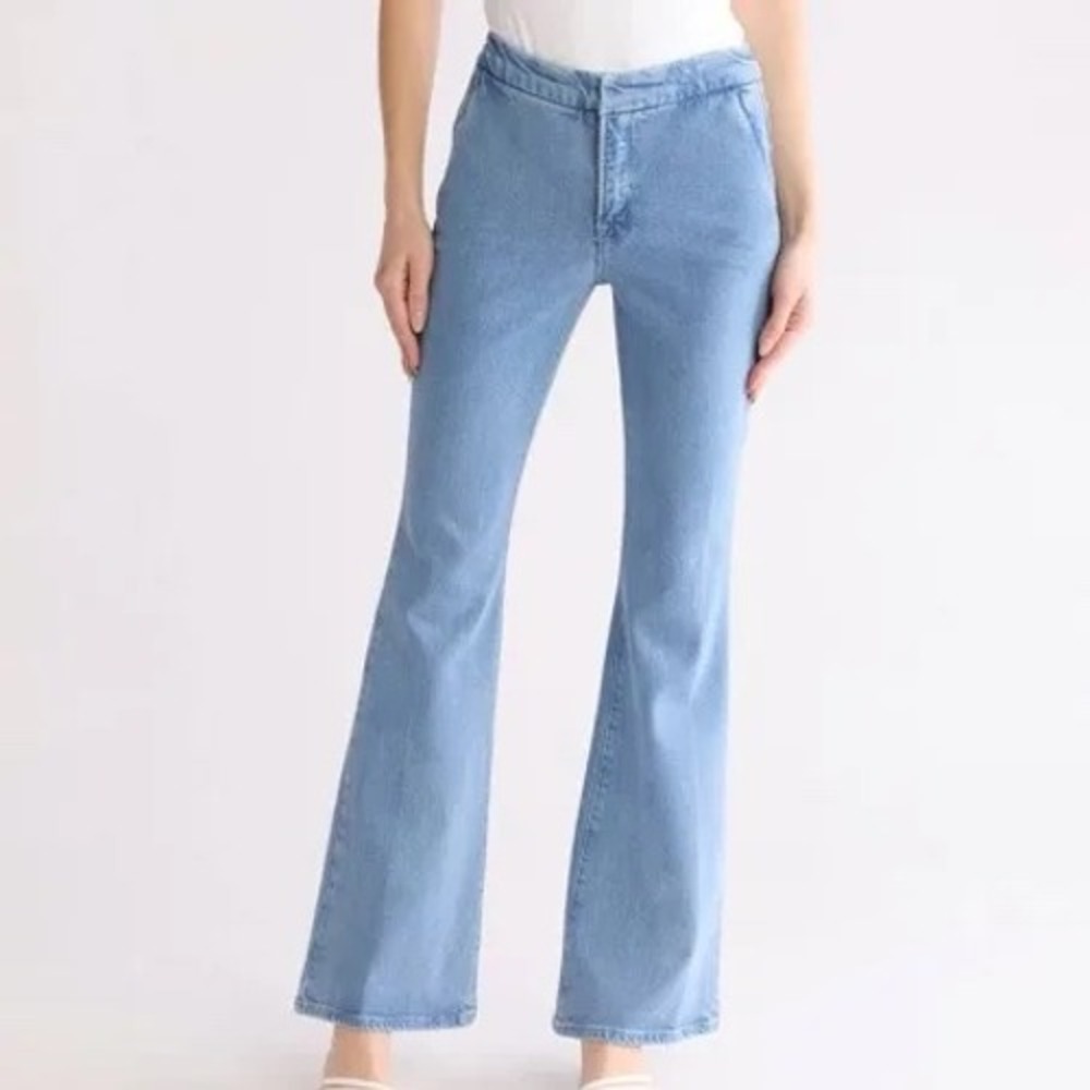 Good American Good Flare Trouser Jeans Indigo 8/29 GLFT220 High Rise Blue Denim